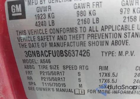 2011 Chevrolet Hhr Lt из США, поврежденный, VIN 3GNBACFU0BS637426